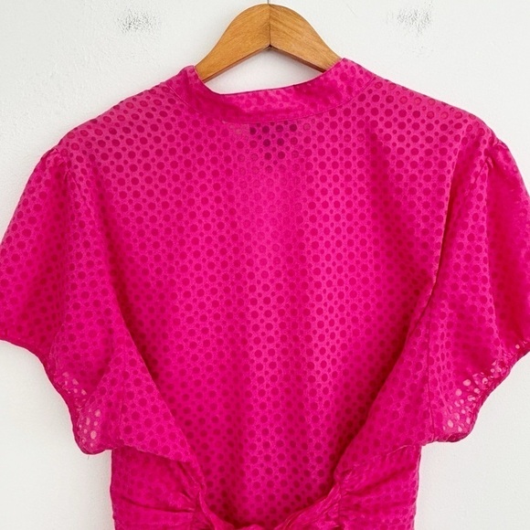 Lane Bryant Pink Boho Polka Dots Button Up Top Size 22/24 - Picture 7 of 12
